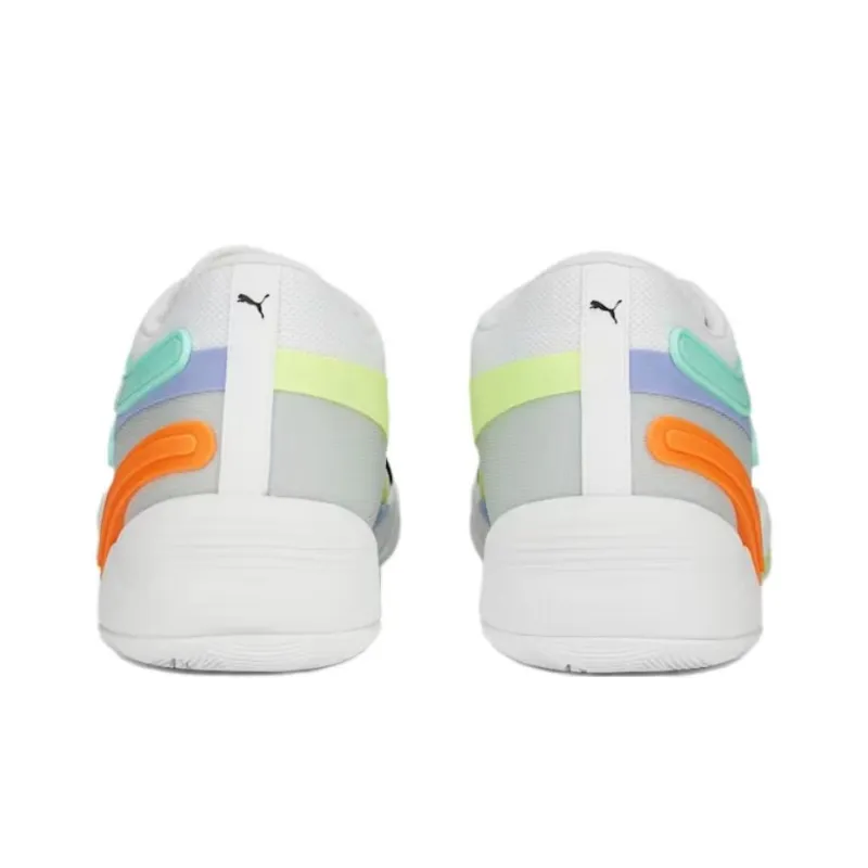 PUMA Trc Blaze Cushioned Slip-Resistant Abrasion-Resistant Low-Top Basketball Shoes Unisex White Blue Orange-2