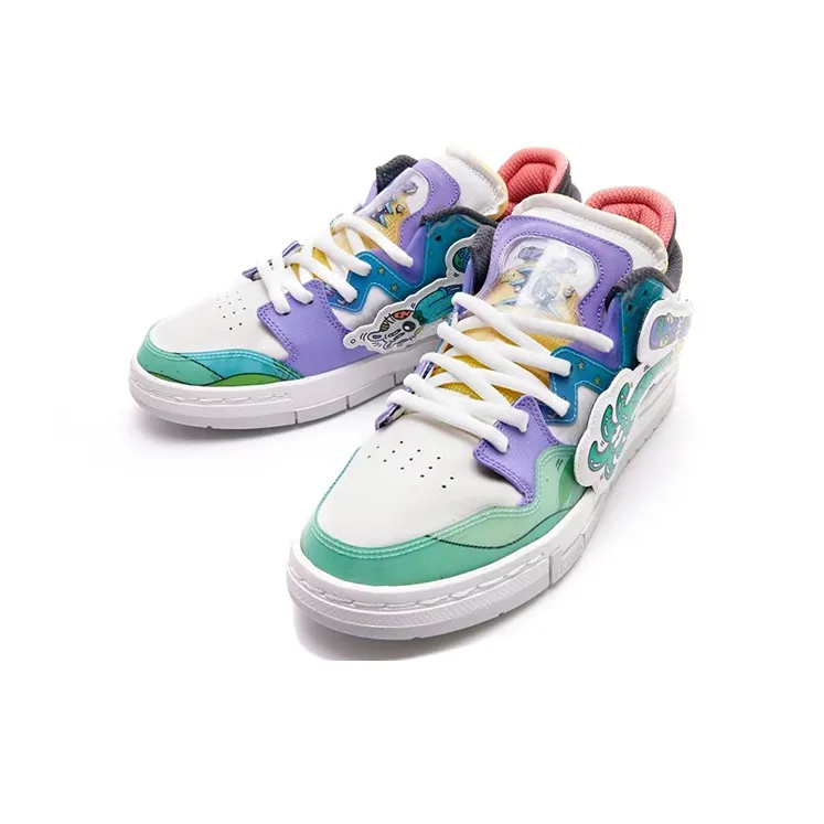 Steven Harrington X LiNing Wei Wu PRO Skateboard Shoes Men Low Top Kohlrabi Green/Light Blue Purple/Mist White-3
