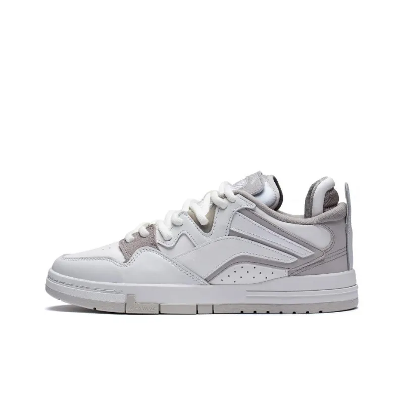 LiNing Wave Pro Anti-Slip Wear-Resistant Low-Top Skateboard Shoes Mist White Silver Fish Gray-0