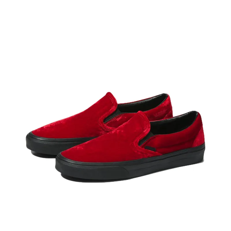 Vans Slip-on Classic Anti-Slip Wear-Resistant Low-Top Skateboard Shoes Unisex Red Black-2