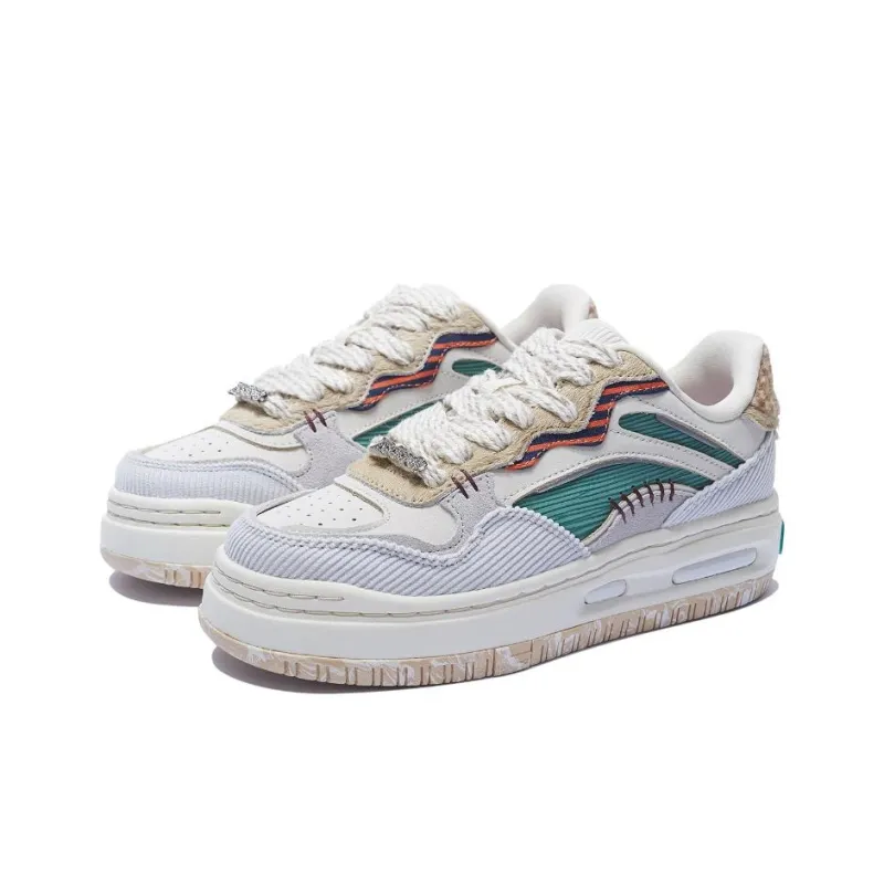 LINING Future C1 Skateboard Shoes Women's Low Top White/Gray/Cyan/Brown-2