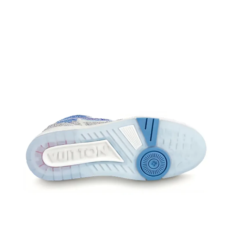 LOUIS VUITTON Trainer Sneakers 'White With Shiny Grey Blue Crystals'-4