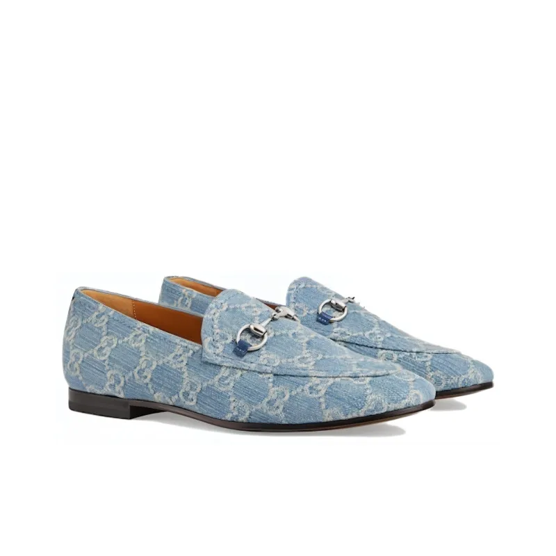 GUCCI Jordaan Loafers Women's Blue-2