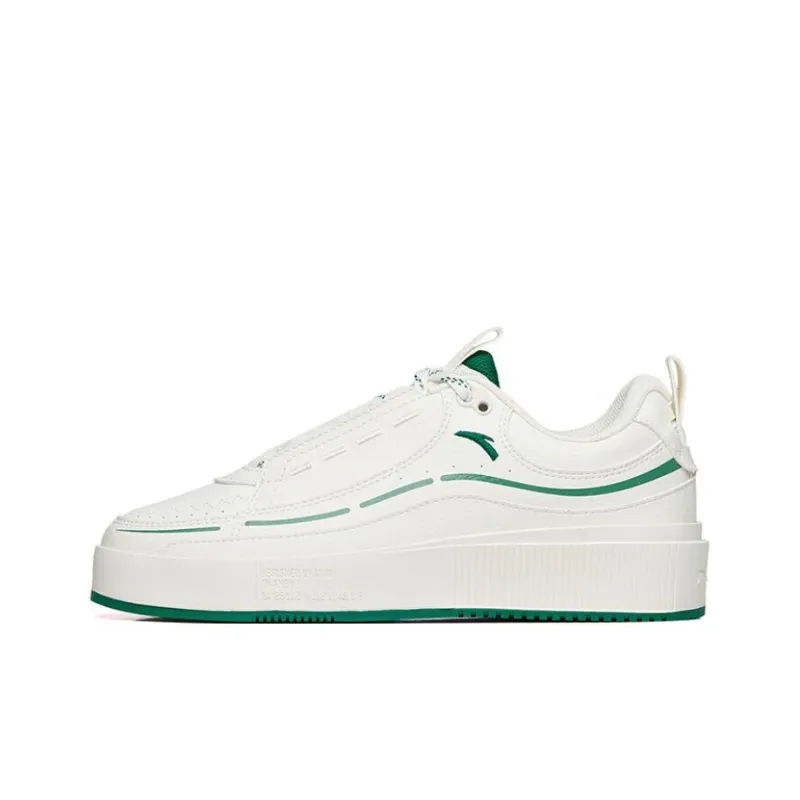 Anta Life Collection Slip Resistant Cushioning Wear Resistant Low Top Skateboard Shoes Women's White Green-0