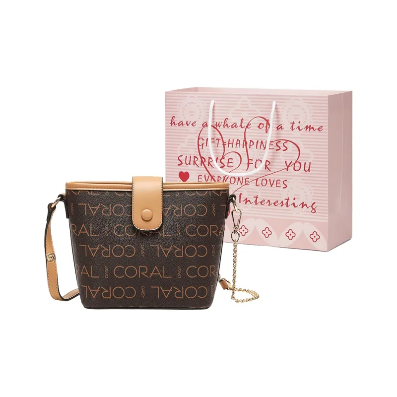 CORALDAISY Synthetic Leather Shoulder Bag Crossbody Bag Women's Ecru/Coffee-18