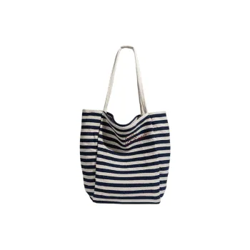 CARTELO Canvas Shoulder Bag Women's Navy Blue Stripes