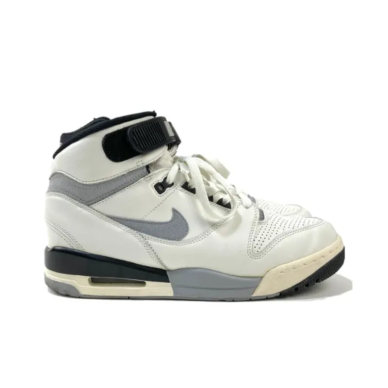 Nike Air Revolution Cushioning Anti-Slip And Wear-Resistant Mid-Top Vintage Basketball Shoes Unisex Gray Black White-1
