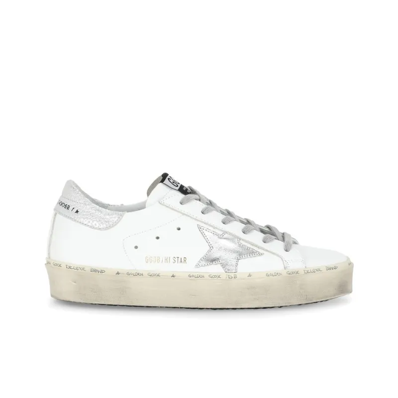 Golden Goose Hi Star White Silver Women's-1