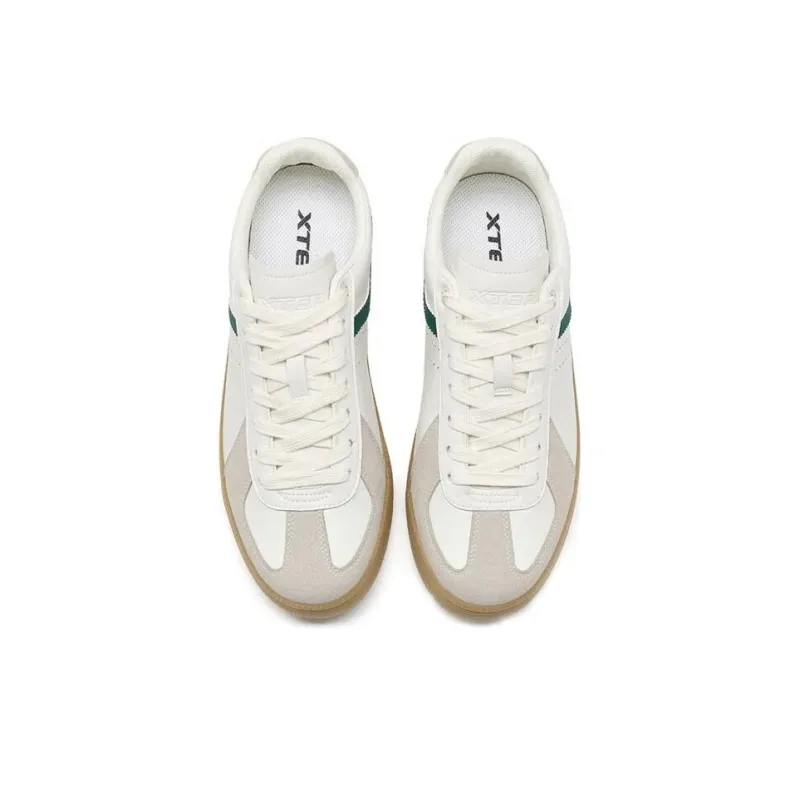 XTEP Germany Army Trainer Anti Slip Wear Resistant Low Top Skateboard Shoes Men's White Gray Green-2