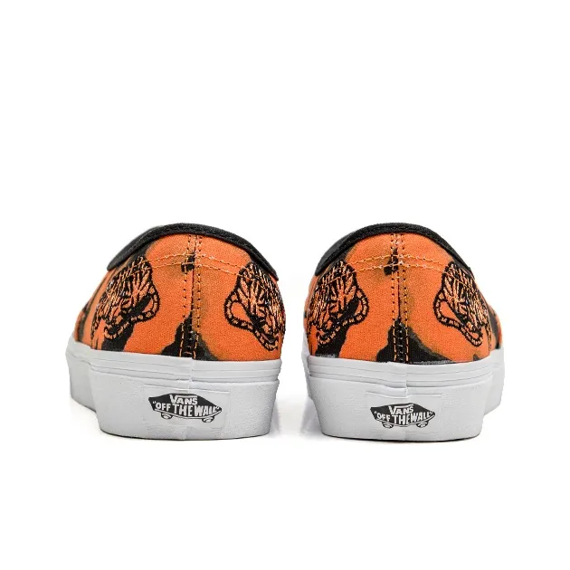 Vans Authentic Anti-Slip And Wear-Resistant Lightweight Low-Top Skateboard Shoes Unisex Black Orange-5