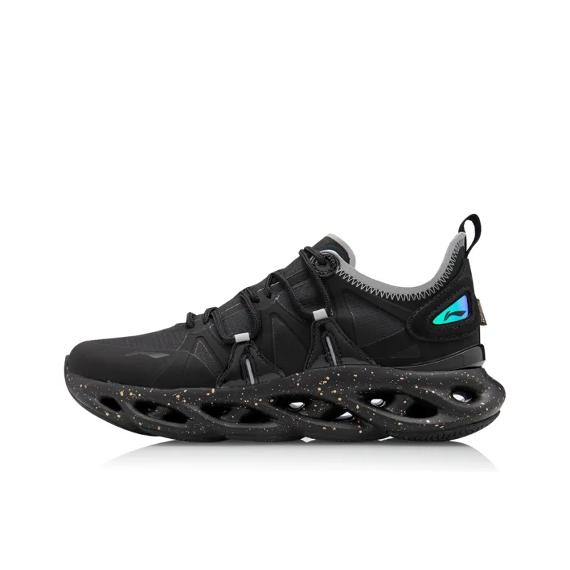 LiNing Li Ning Arc Lightweight Cushioning Rebound Low Top Running Shoes Women's Standard Black-0