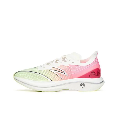 ANTA C202 GT Running Shoes Women's Low-Top Fluorescent Night Green/Glowing Rose/Ivory White