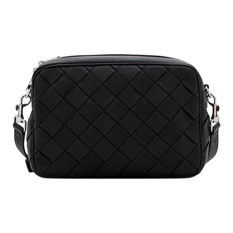 Bottega Veneta Intrecciato Grained Leather Camera Bag Shoulder Bag Crossbody Bag Medium Size Men's Black-0
