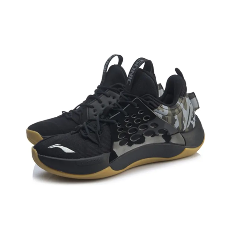 LINING SONIC 7 LOW Men's Basketball Shoes - Black/Brown-2