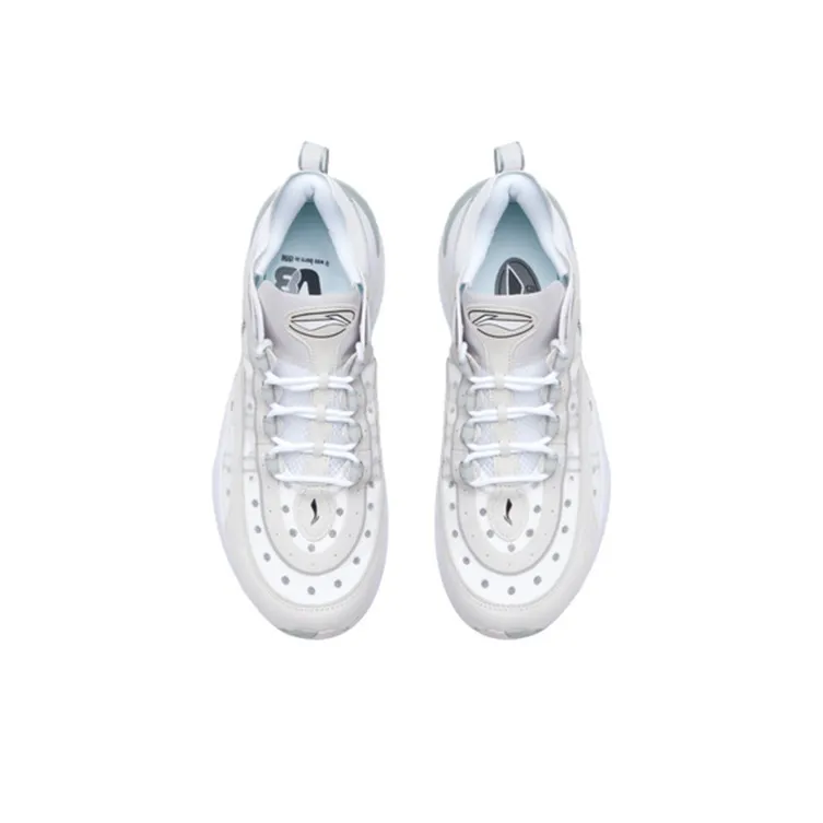 LiNing V8 Anti Slip And Wear Resistant Lightweight Low Top Running Shoes Men's Gray White-3