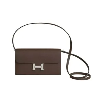 HERMES Constance Long To Go Epsom Leather Wallets Handheld Shoulder Bag Crossbody Bag Women's Dark Brown