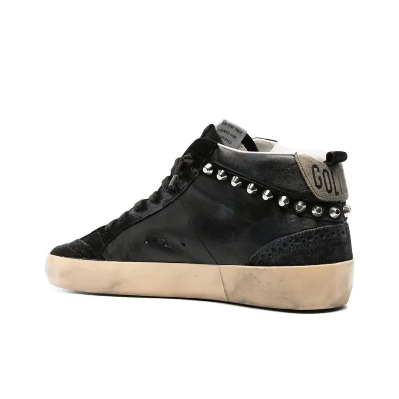 Golden Goose Mid Star Stylish Skateboarding Shoes Women's Black Vintage Version-2