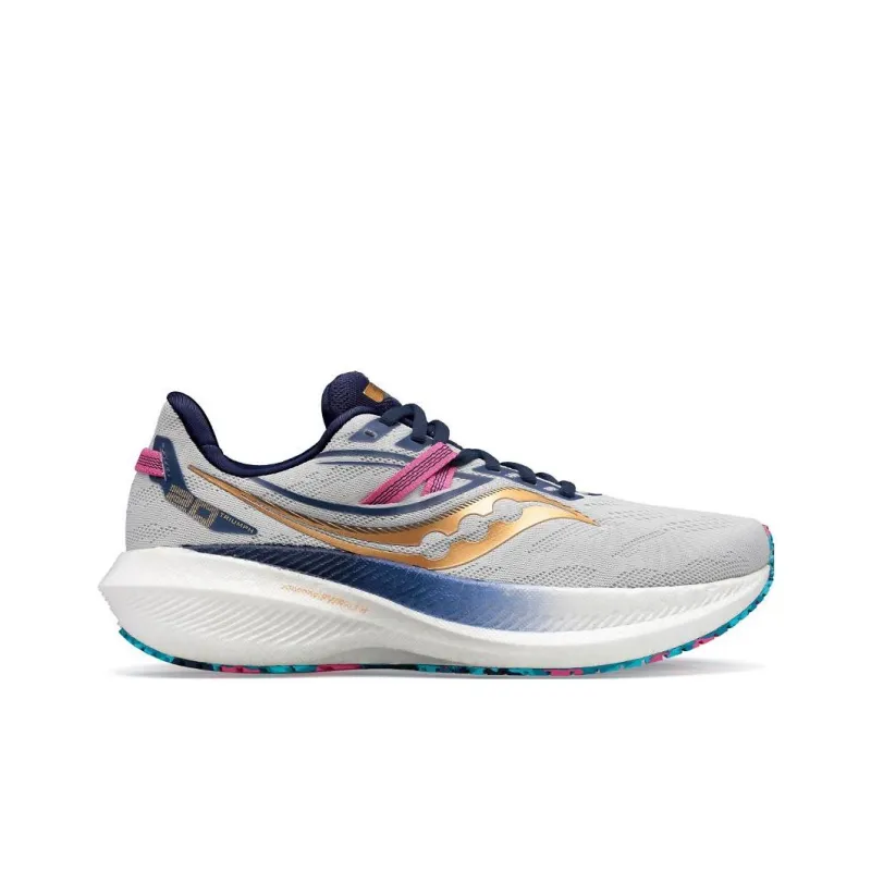 Saucony Triumph 20 Water-Resistant Cushioning With Breathable Coverage Low-Top Running Shoes Women's Gray Loose Fit-1