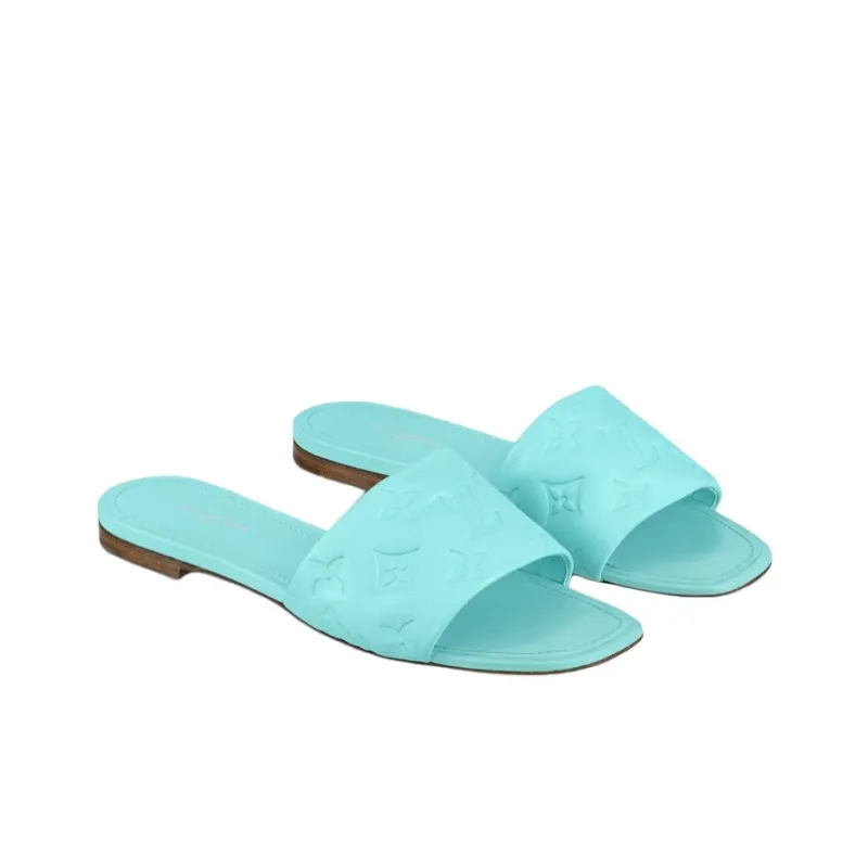 LOUIS VUITTON Revival Slide Slippers Women's Aqua Green-2