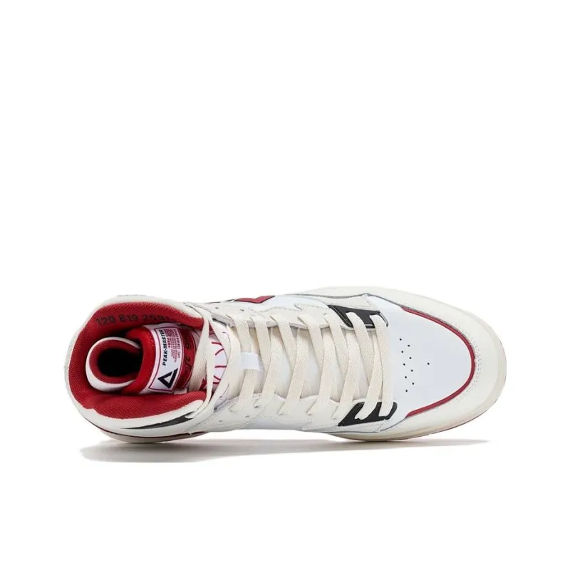PEAK Taichi 910 OG Anti Slip Wear Resistant High Top Skateboard Shoes Men's White Red-2