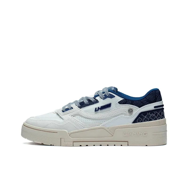 LiNing 001 BTC Prm Abrasion Resistant Breathable Low Top Skateboard Shoes Men's White Blue-0