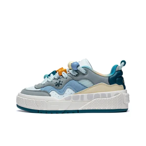 DISHINISHIDIQI x LiNing 001 UNBLOCK UNBLOCK Anti Slip Wear Resistant Low Top Skateboard Shoes Women's White Blue