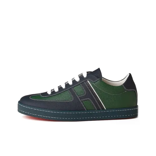 HERMES Boomerang Skateboard Shoes Men Low-Top Black/Green