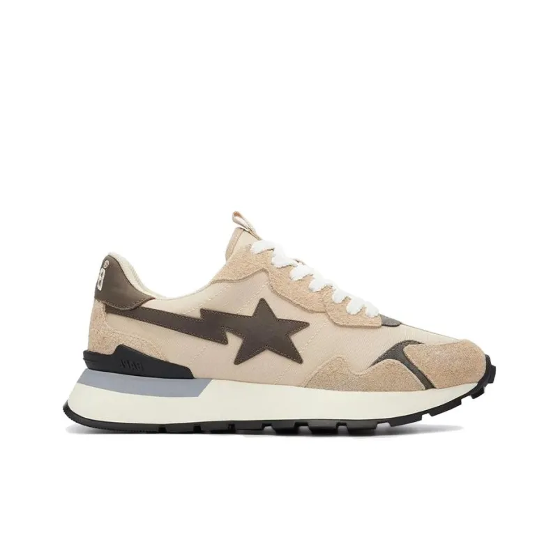 A BATHING APE ROAD STA EXPRESS Anti Slip And Wear Resistant Lightweight Low Top Casual Shoes Men's Beige Black-1