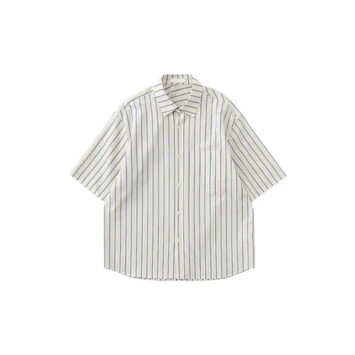 COMMON SCENTS Shirts Unisex White Base With Blue Stripes