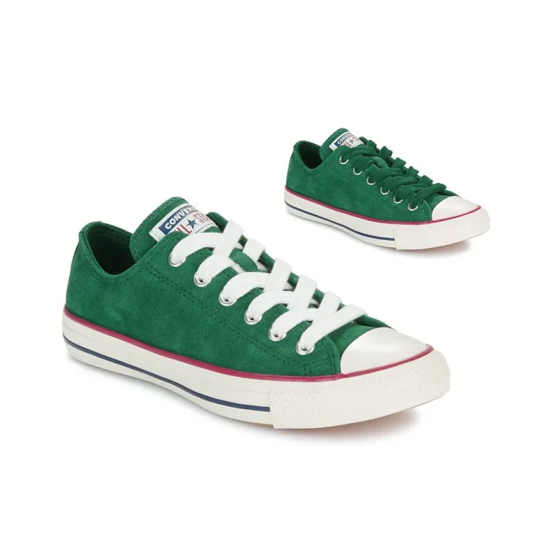Converse Anti Slip Wear Resistant Low Top Canvas Shoes Unisex Green-3
