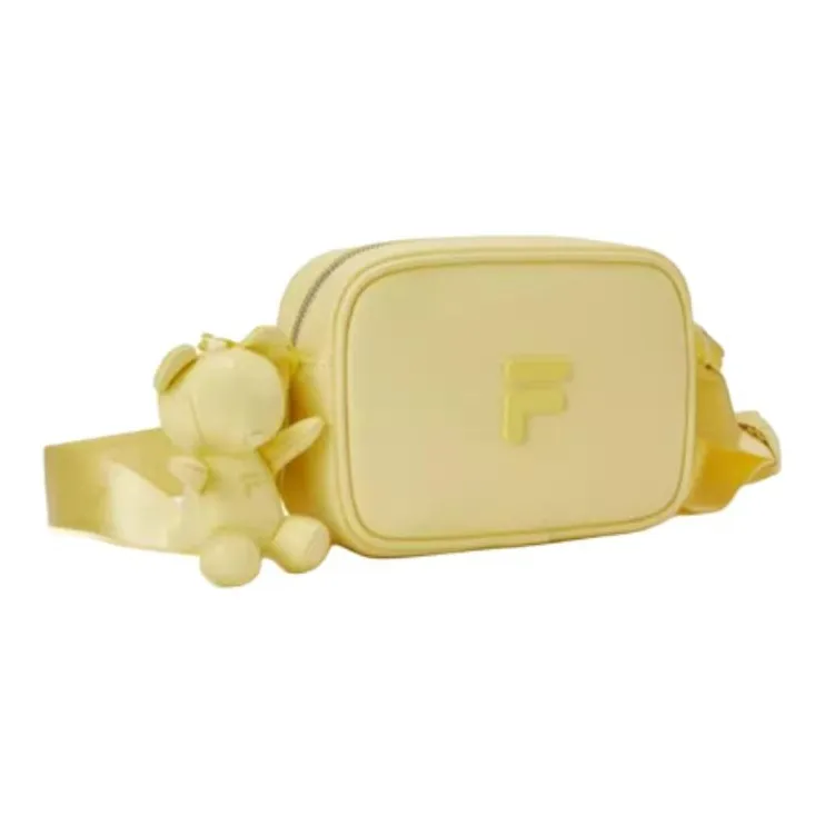 FILA FUSION PU Cute Bear Shoulder Bag, Crossbody Bag Unisex Light Soft Yellow-2