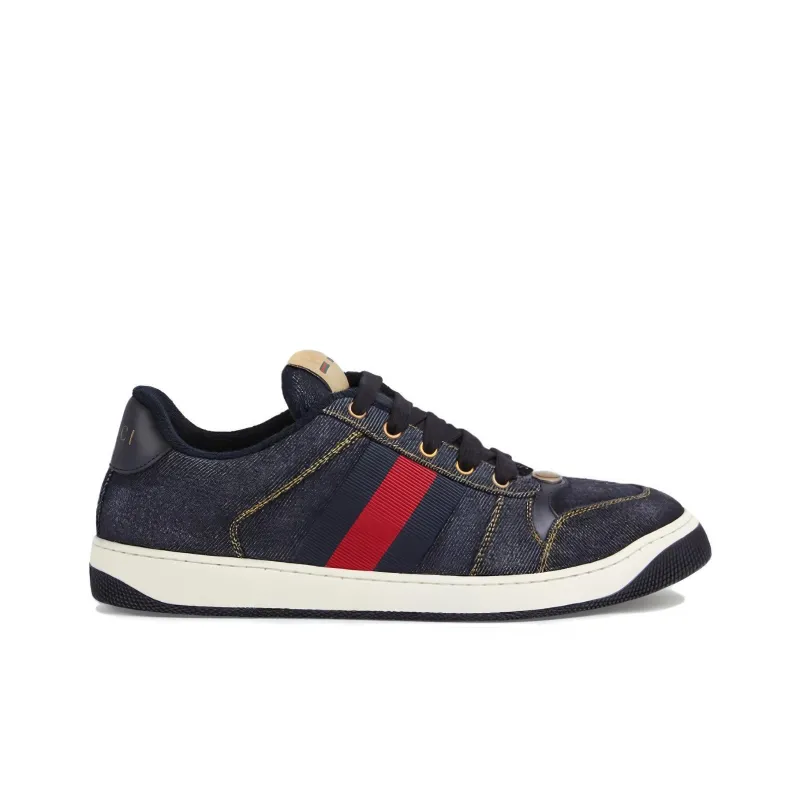 GUCCI Screener Denim Lace-up Sneakers-1