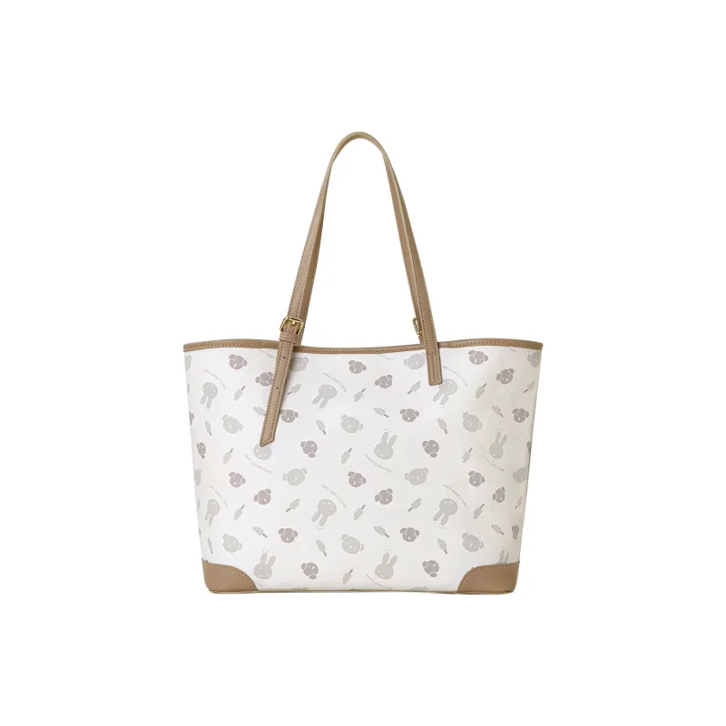 Miffy Synthetic Leather Portable Tote Shoulder Bag Women's Khaki/Ecru-2