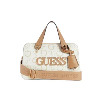 GUESS Coated Canvas Handbag Shoulder Bag Crossbody Bag Small Size Women's White Brown