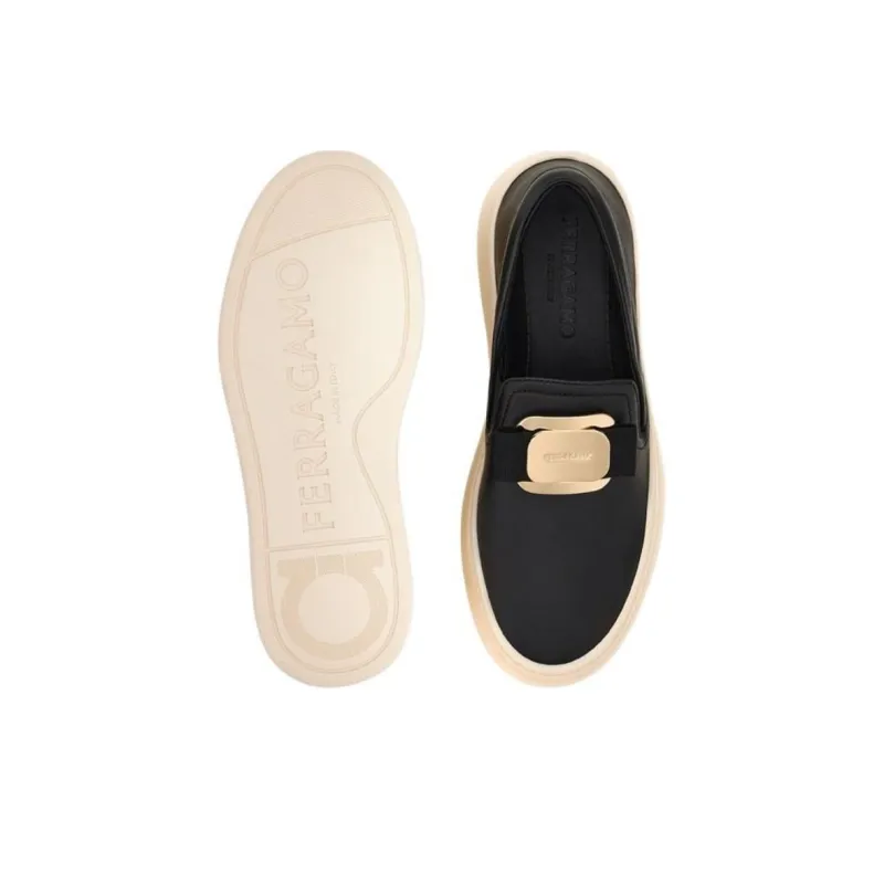 FERRAGAMO Vara Low Top Skateboard Shoes Women's Black-4