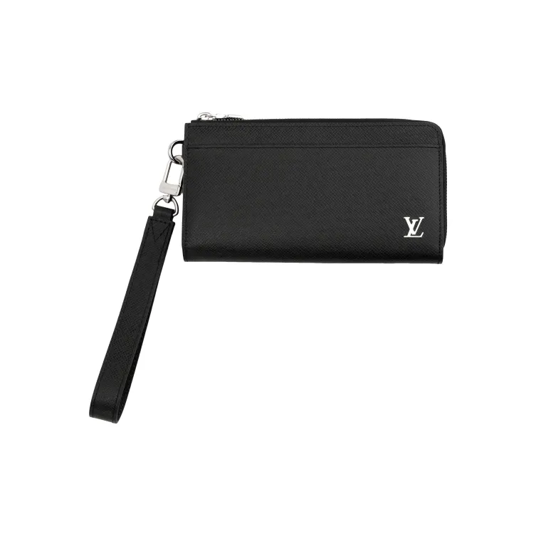 LOUIS VUITTON Zippy Coniferous Forest Leather Portable Clutch Wallet Men's Black-1