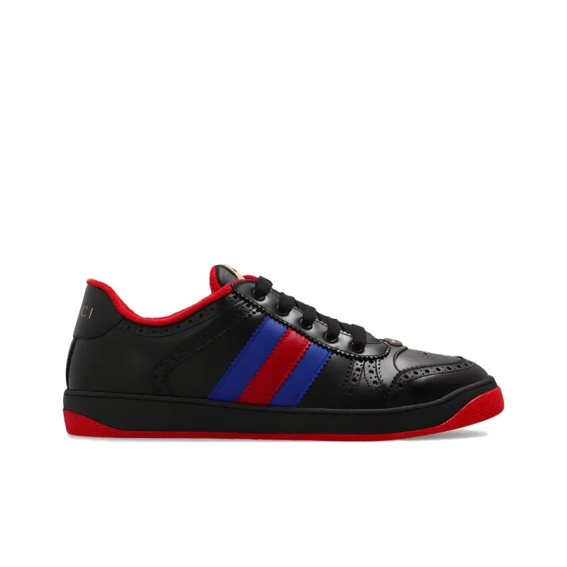 GUCCI Leather Screener Sneaker Black Blue Red-1