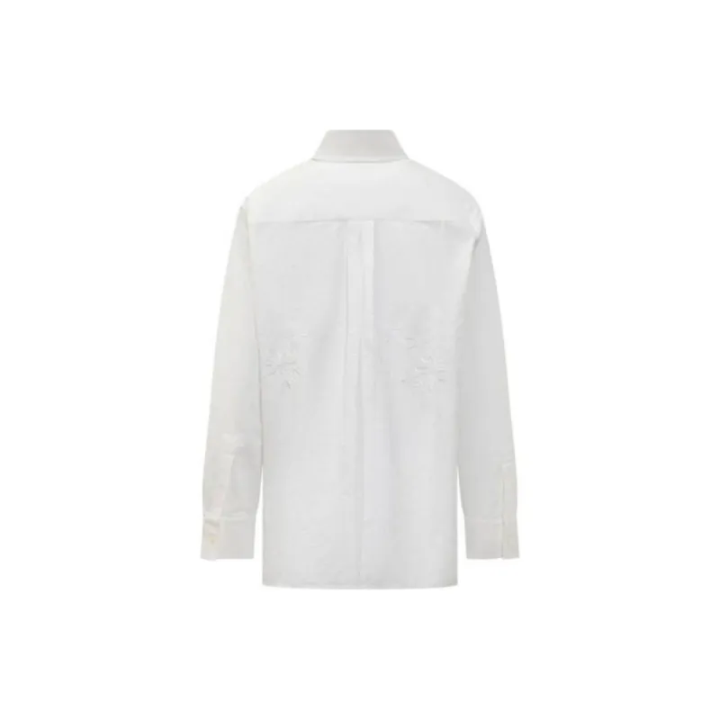 Marine Serre Crochet Panel Embroidered Long Sleeved Shirt-1