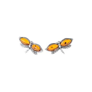 S&A Amber Fine Jade Stud Earrings Women's