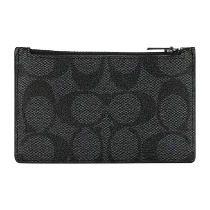 COACH Card Case Coated Canvas Card Holder Mini Women's Charcoal-1