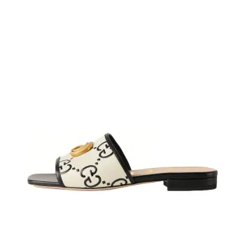 GUCCI GG Slide Casual Single Shoes Women's Black White