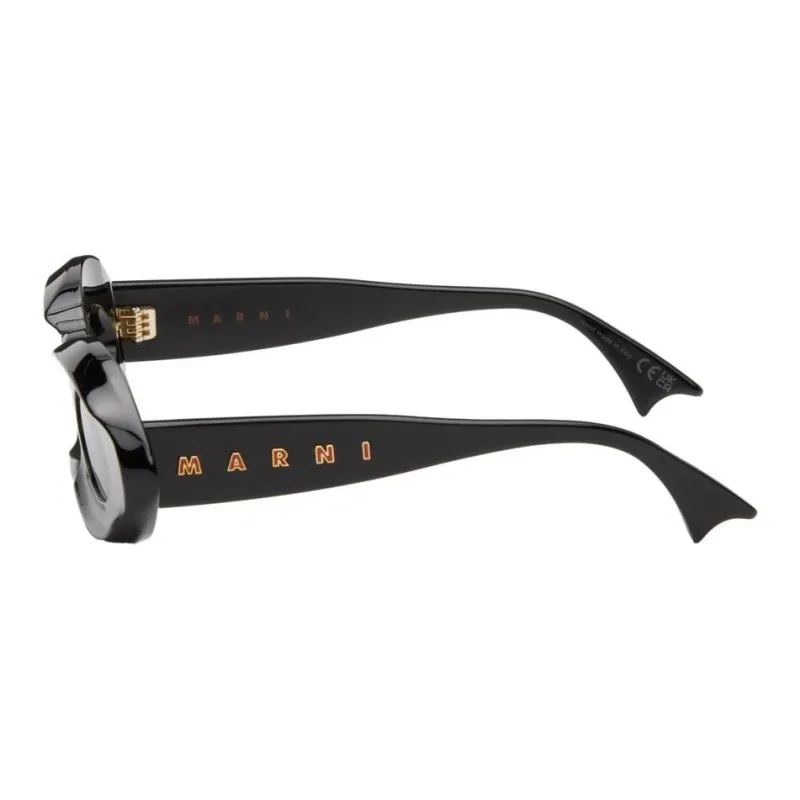 MARNI Acetate Irregular Shape Sunglasses Men's Black-2