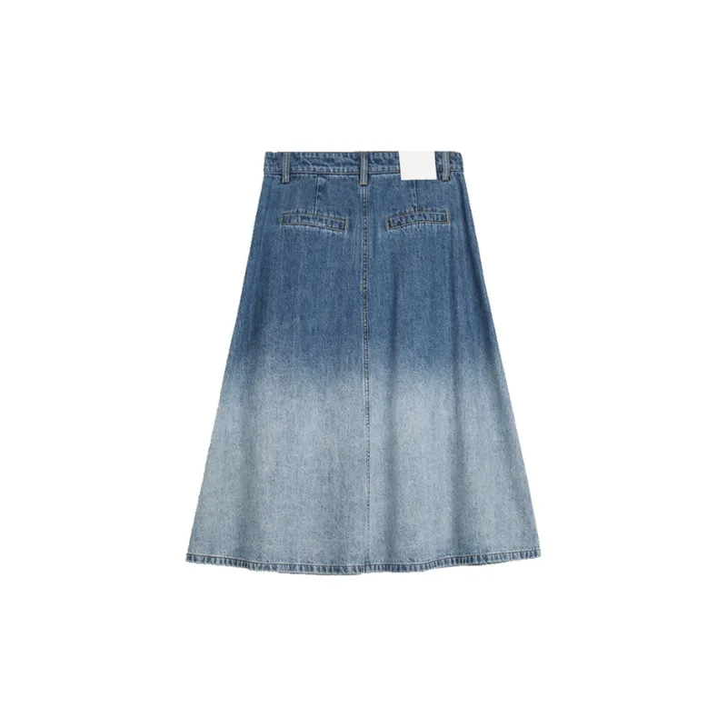 ELLE Denim Long Skirts Women's Blue-1