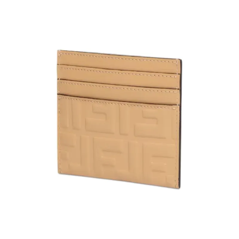 FENDI FF Diamonds Series Calfskin Card Holder Women's Light Brown-1