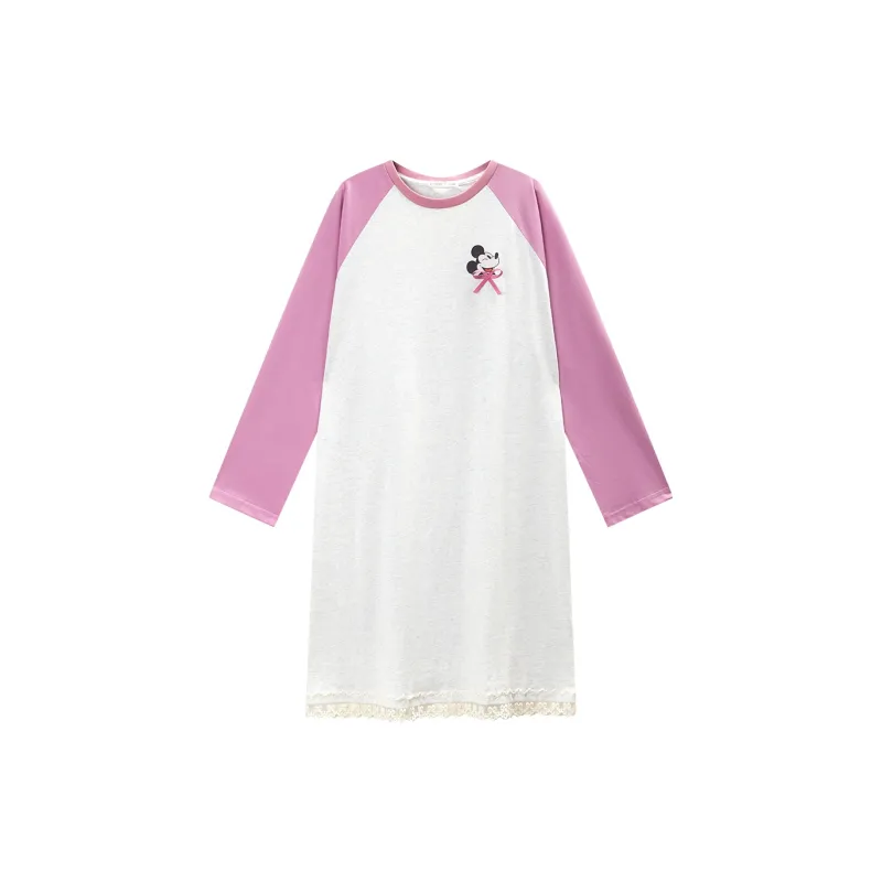 GUKOO x MIQIJIAZU LIANMINGKUAN Mickey Series Nightgown Women's Light Heather Gray-1