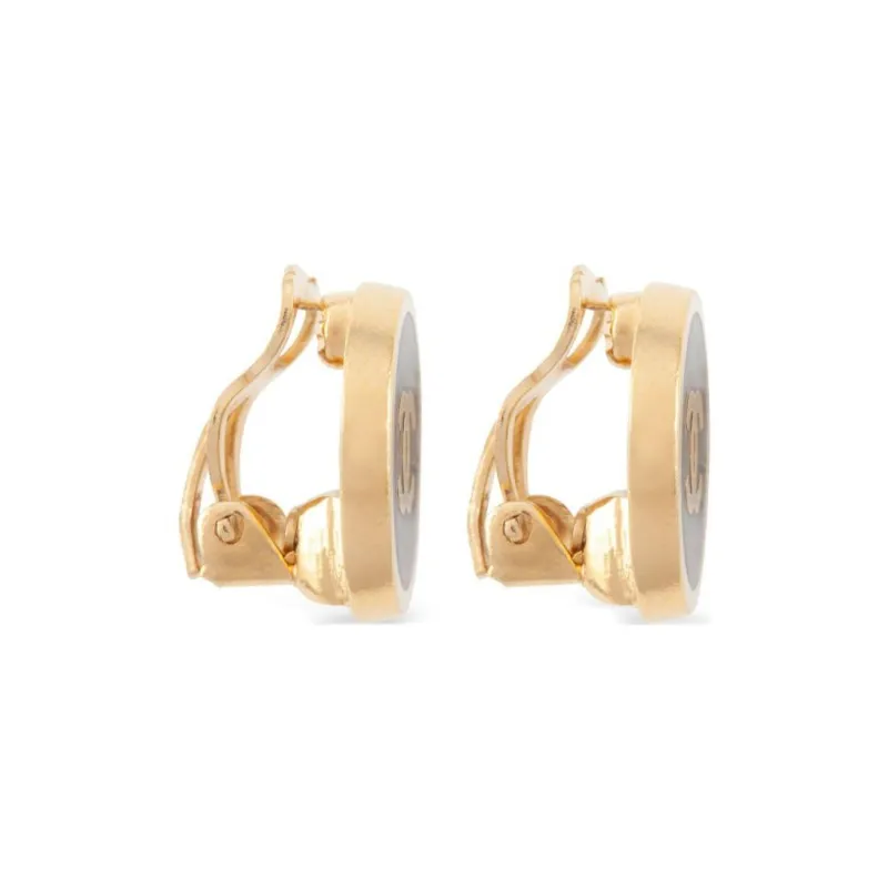CHANEL 2001 Cc Button Clip on Earrings-1
