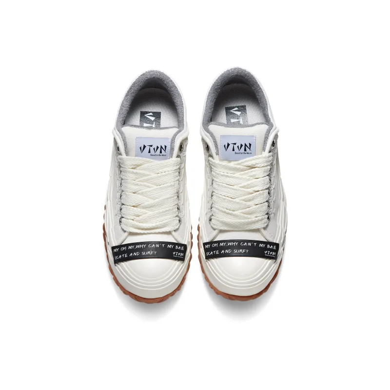 VTVN Falling Stars Meteor Series Triangle Shoes, Vulcanized Shoes Low Top Skateboard Shoes Unisex Moon White-3
