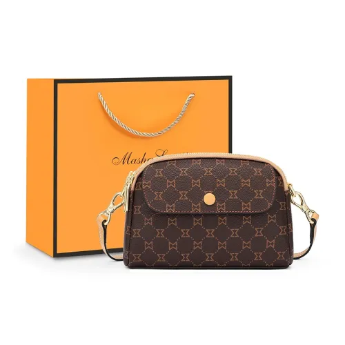 MashaLanti PVC With Synthetic Leather Small Square Bag Shoulder Bag Women's Dark Brown & Apricot/Coffee