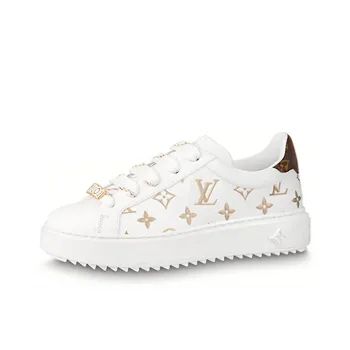 LOUIS VUITTON Time Out Sneakers 'White With Gold Monogram' Women's