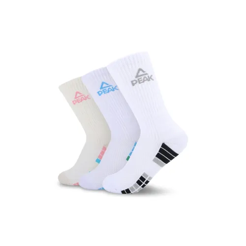 PEAK Basketball Socks Unisex 3 Pack Yellow Blue Gray